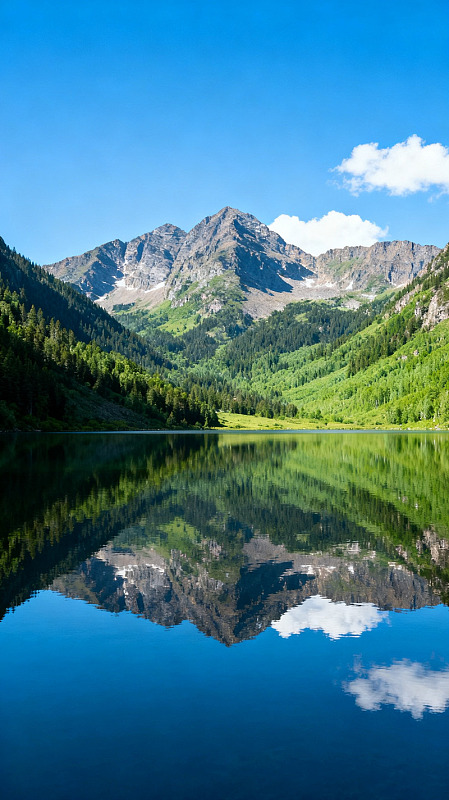 湖光山色倒影美景