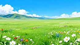 草原花海风光插画