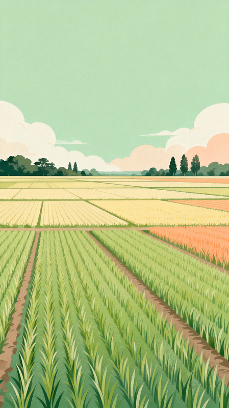 田园风光插画稻田景色