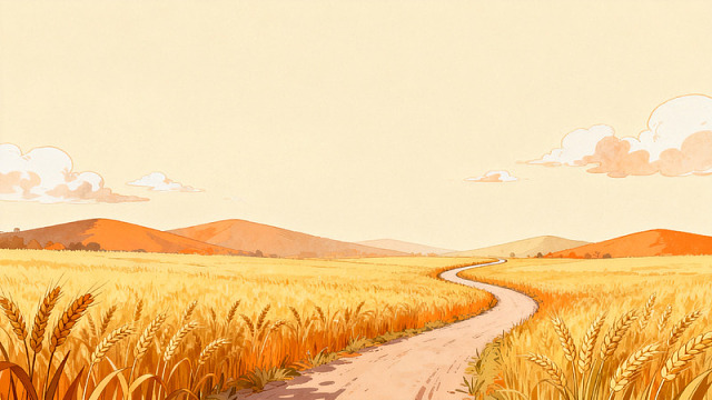 田园风光插画麦穗小径