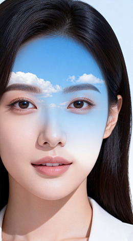 蓝天白云美人肖像艺术照