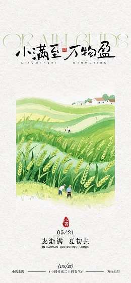 小满节气田园风光插画设计