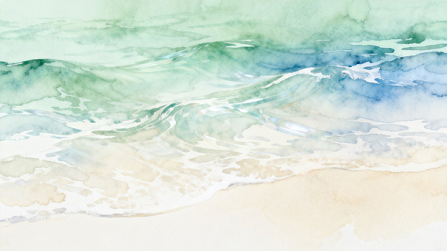 水彩海浪艺术画