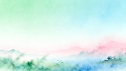 水彩山水意境风景画