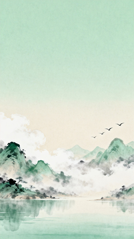 水墨山水意境插画
