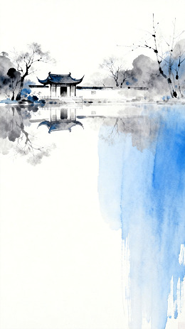 水墨风园林景观水墨画