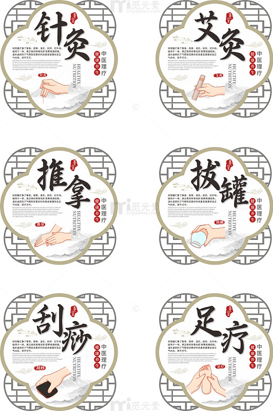 中医刮痧中医养生理疗矢量异形展板