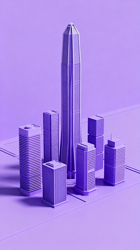 紫色城市模型建筑模型