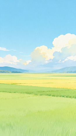 田园风光水彩画壁纸