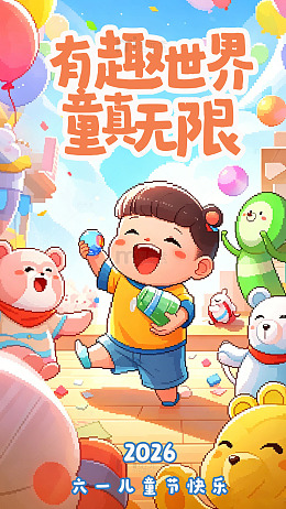 童趣卡通六一宣传海报