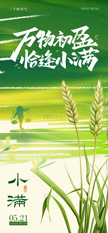 绿意盎然小满节气海报