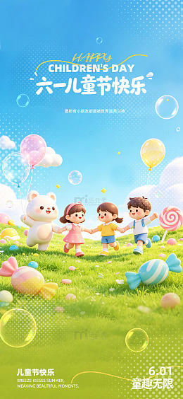 卡通风六一儿童节海报设计素材
