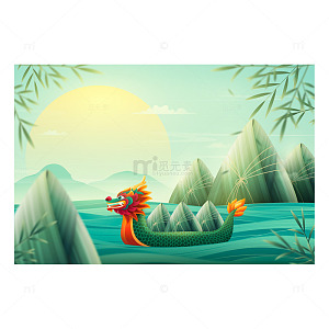 端午节赛龙舟粽子插画