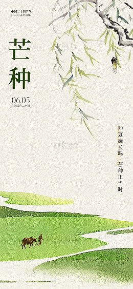 水墨中国风芒种节气海报设计
