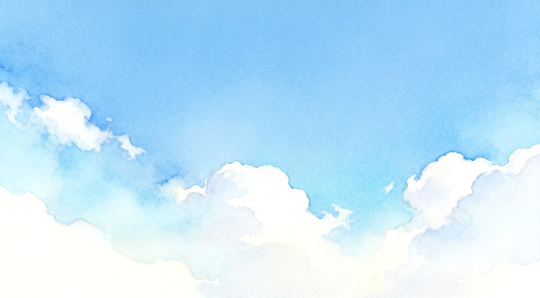 水彩蓝天白云装饰画
