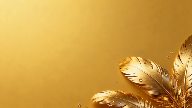 金色羽毛水滴背景奢华设计素材