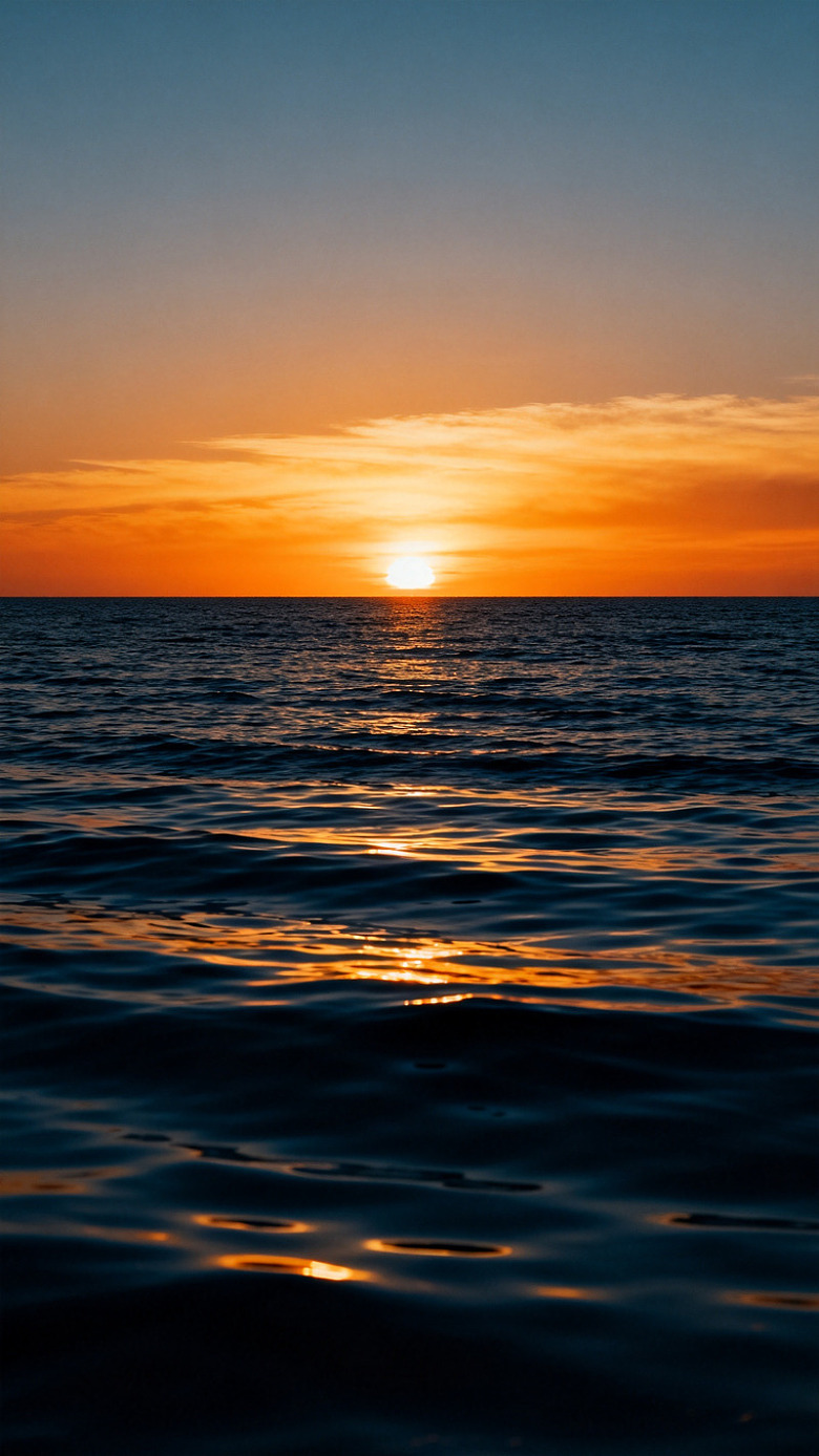 夕阳海平面美景