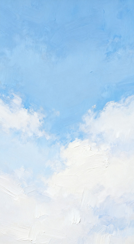 蓝天白云油画风格壁纸