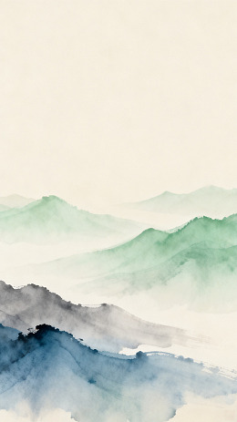 水墨山水淡雅风景画