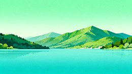 绿色山水插画壁纸