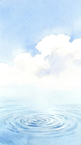 水彩天空云朵波纹画