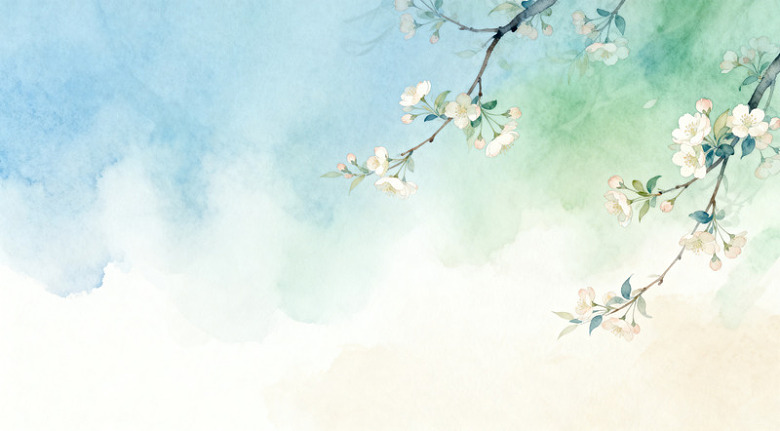 水彩花卉春天风景装饰画