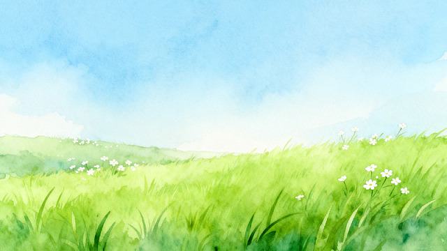 水彩草地风景画