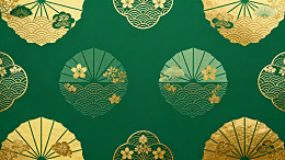 东方风格扇子花纹图案设计