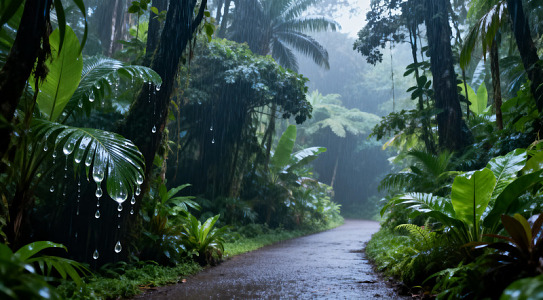 雨林细雨小径景观