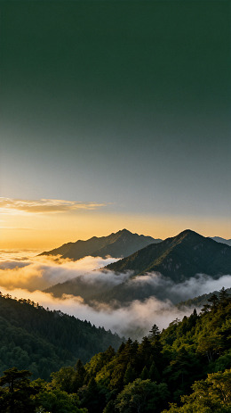 山间晨曦云海风景