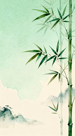 水墨竹子山水画