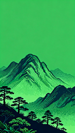 像素风山水风景插画
