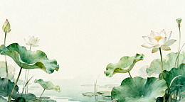 水墨荷花写意国画风格装饰画