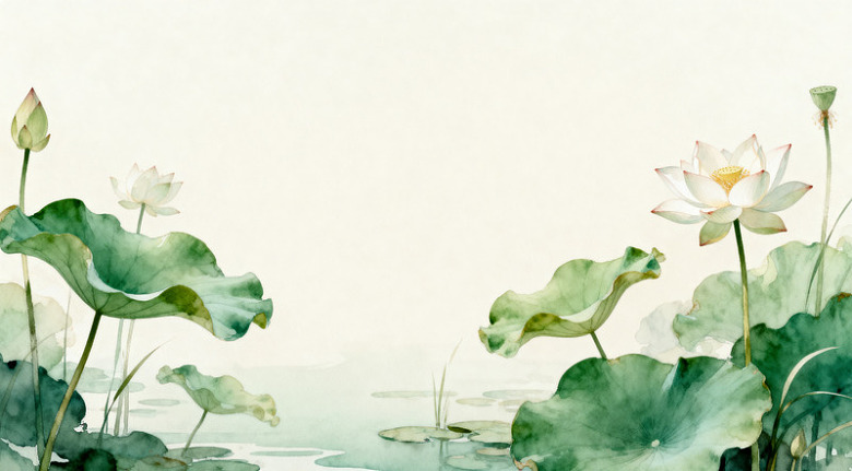 水墨荷花写意国画风格装饰画