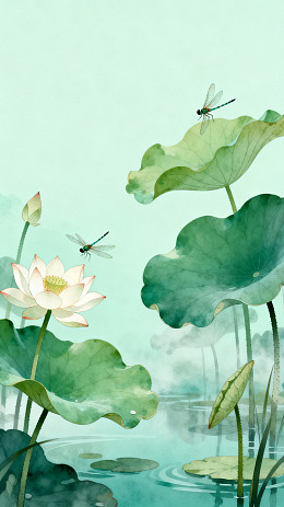 水墨荷花蜻蜓中国画