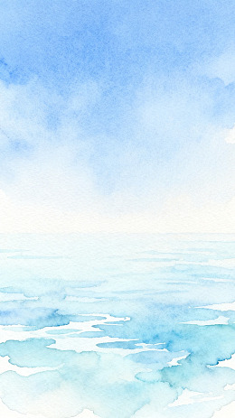 水彩海洋天空画作设计素材