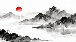 水墨山水日出东方