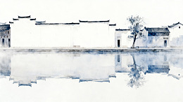 水墨江南古建筑风景画