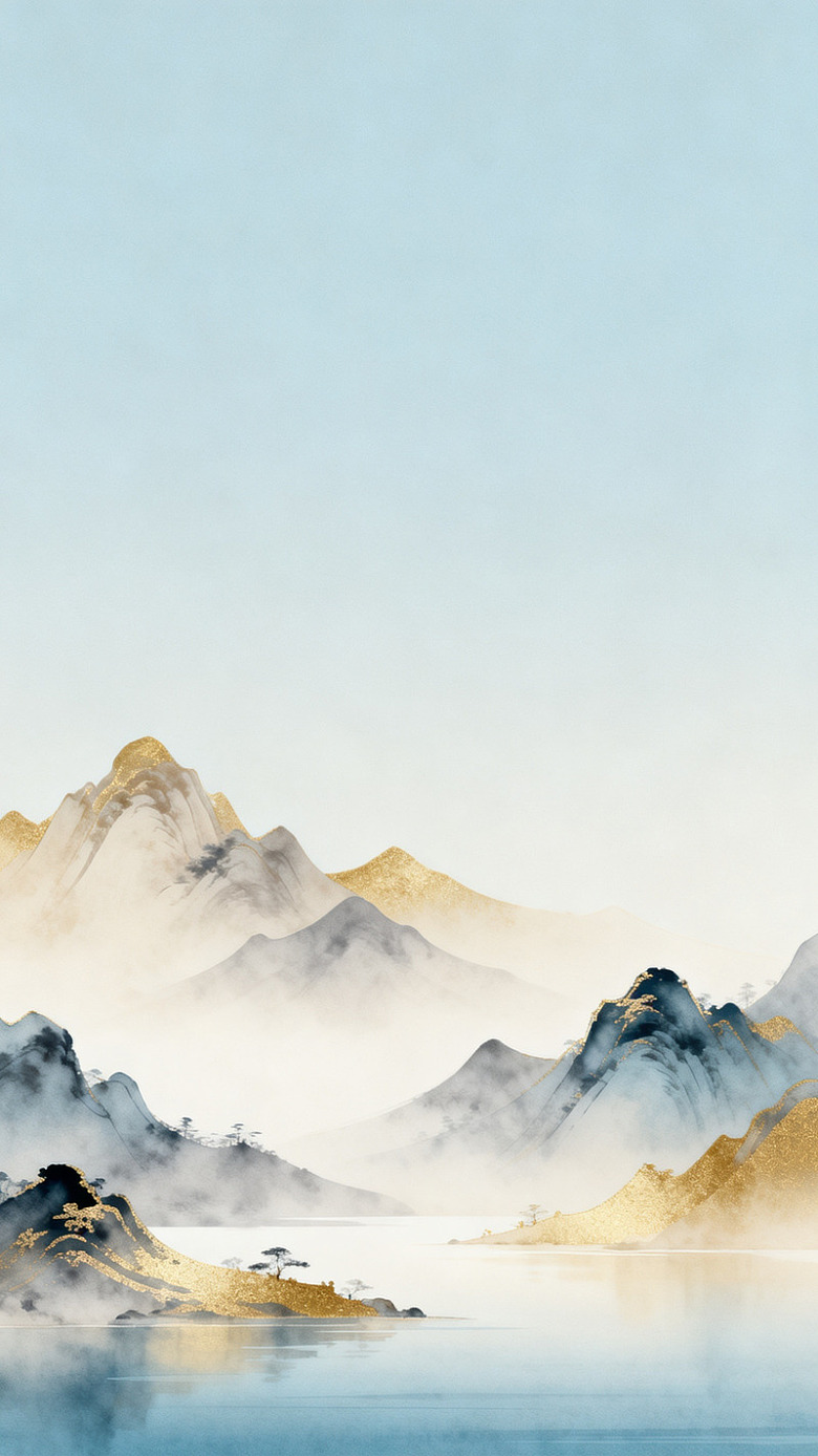 水墨山水意境国画风景装饰画