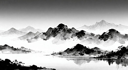 水墨山水画湖光山色
