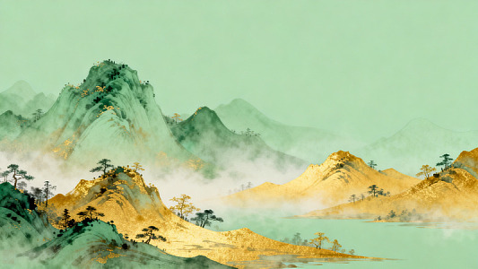 山水画意境艺术插画