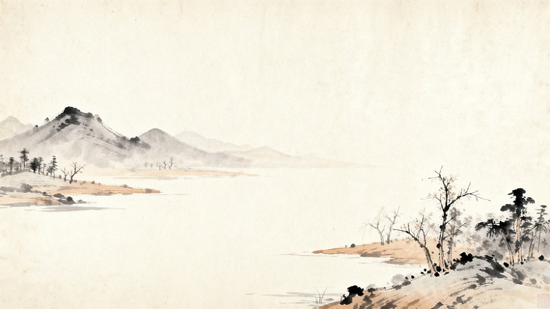 水墨山水画自然风光图