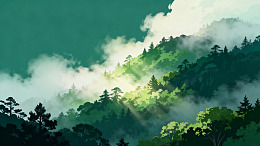 山林云雾风景插画