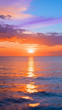 海天一色日落美景