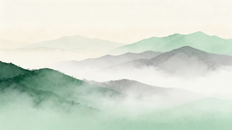 山水画卷水墨画