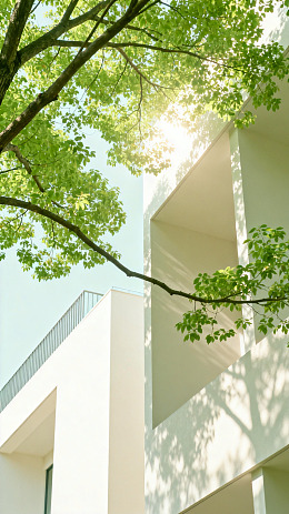 现代建筑与绿意融合美景