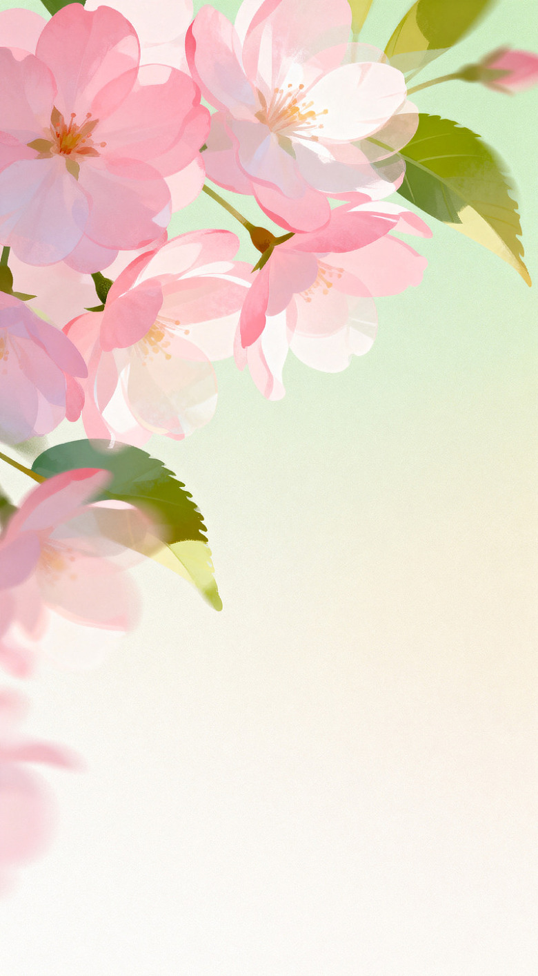 粉色樱花艺术插画