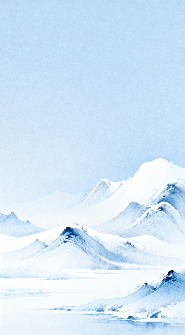 水墨山水画雪景风光