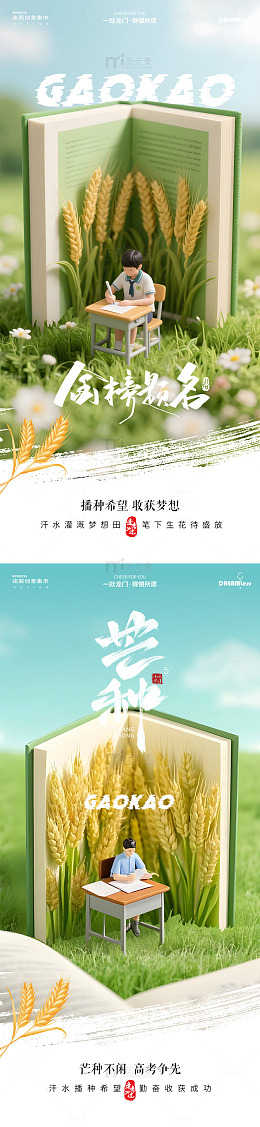 芒种节气高考励志海报设计
