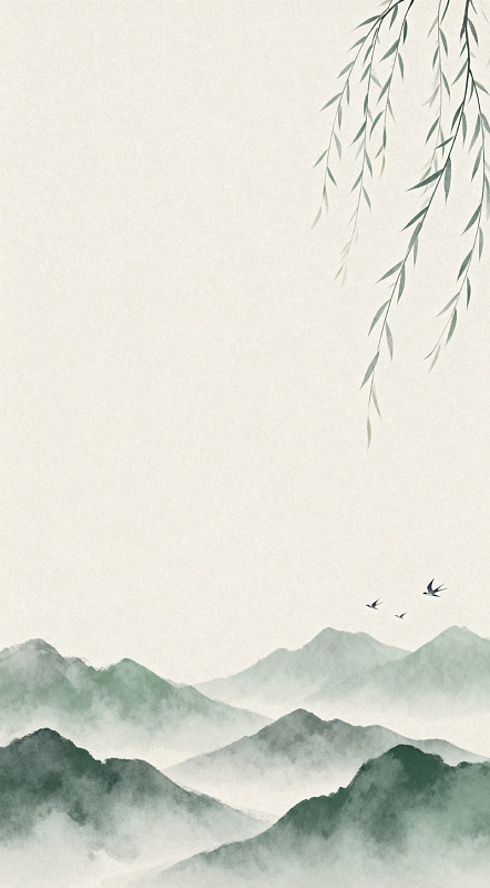 水墨山水画古风海报
